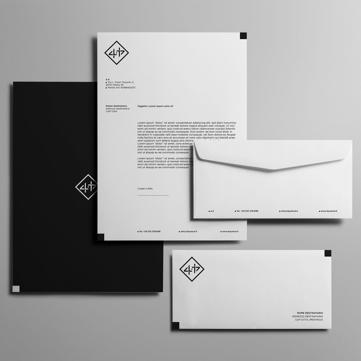 top view of letterhead and envelope