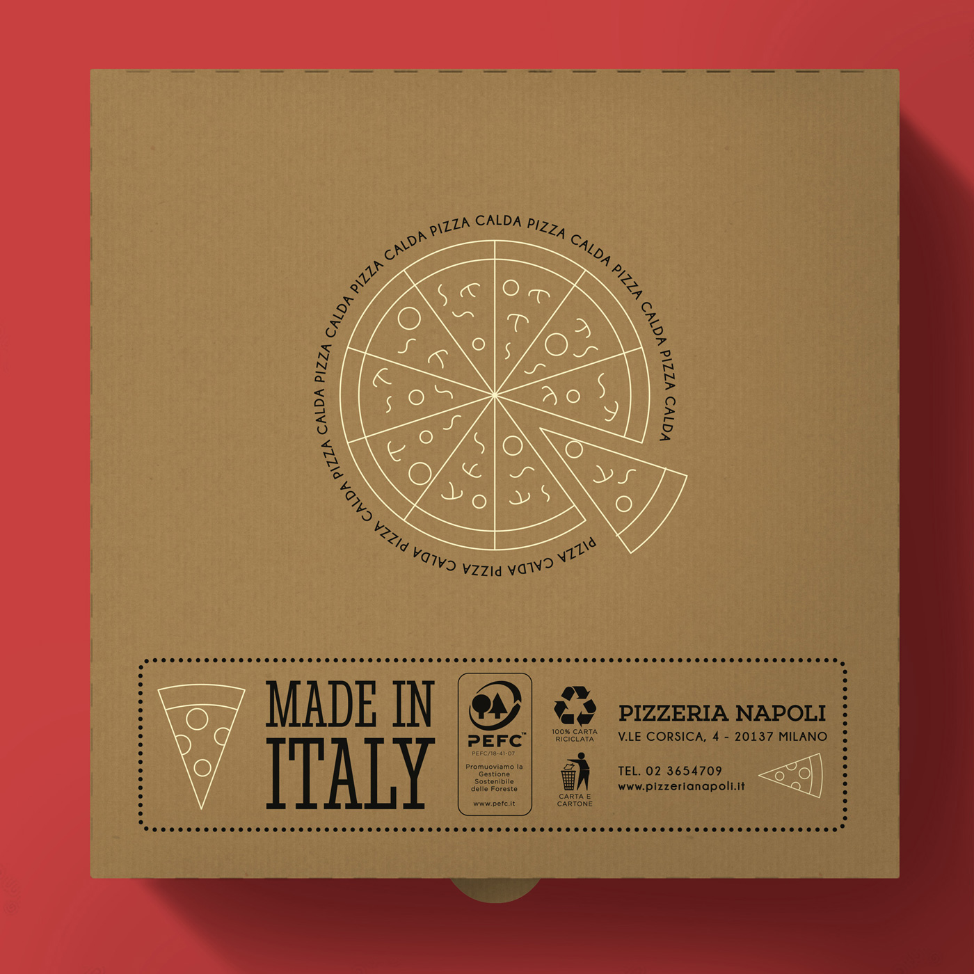 back of the pizza box with informations